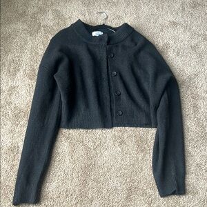 Black Cropped Button-Up Sweater